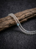 「Qing Lan」 Clear Crystal and Aquamarine Double-Layer Bracelet