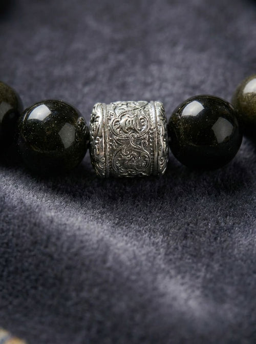 Golden Shadow and Ink Glow Obsidian Multi-Gem Bracelet
