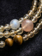 Golden Luck Multi-Gem Golden Hair Crystal Triple-Layer Bracelet
