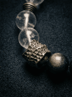 「Yao Bai」 (Shining White) Obsidian & White Crystal Bracelet