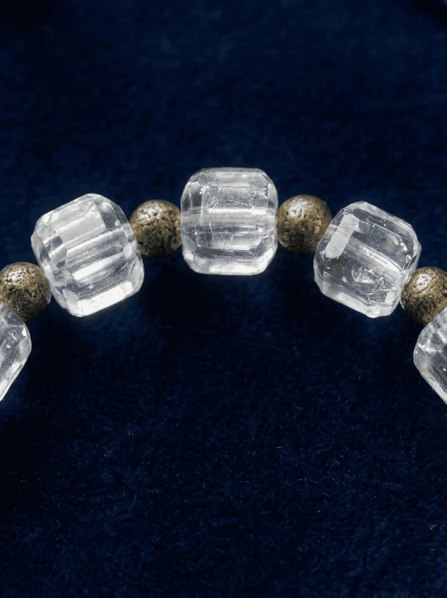 「Ancient Bronze Crystal Rope」 White Crystal & Brass Bracelet