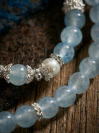 Blue Sea Butterfly Whisper · Aquamarine and Pearl Bracelet