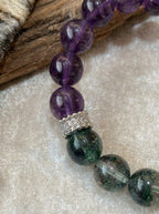 「Purple Luck and Emerald Vitality」Amethyst & Green Phantom Crystal Bracelet