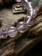 Purple Aura Dawn · Amethyst & Amber Bracelet
