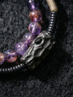 「Gloomy Forest」Original Design Phantom Quartz with Unique Ebony Wood Bracelet