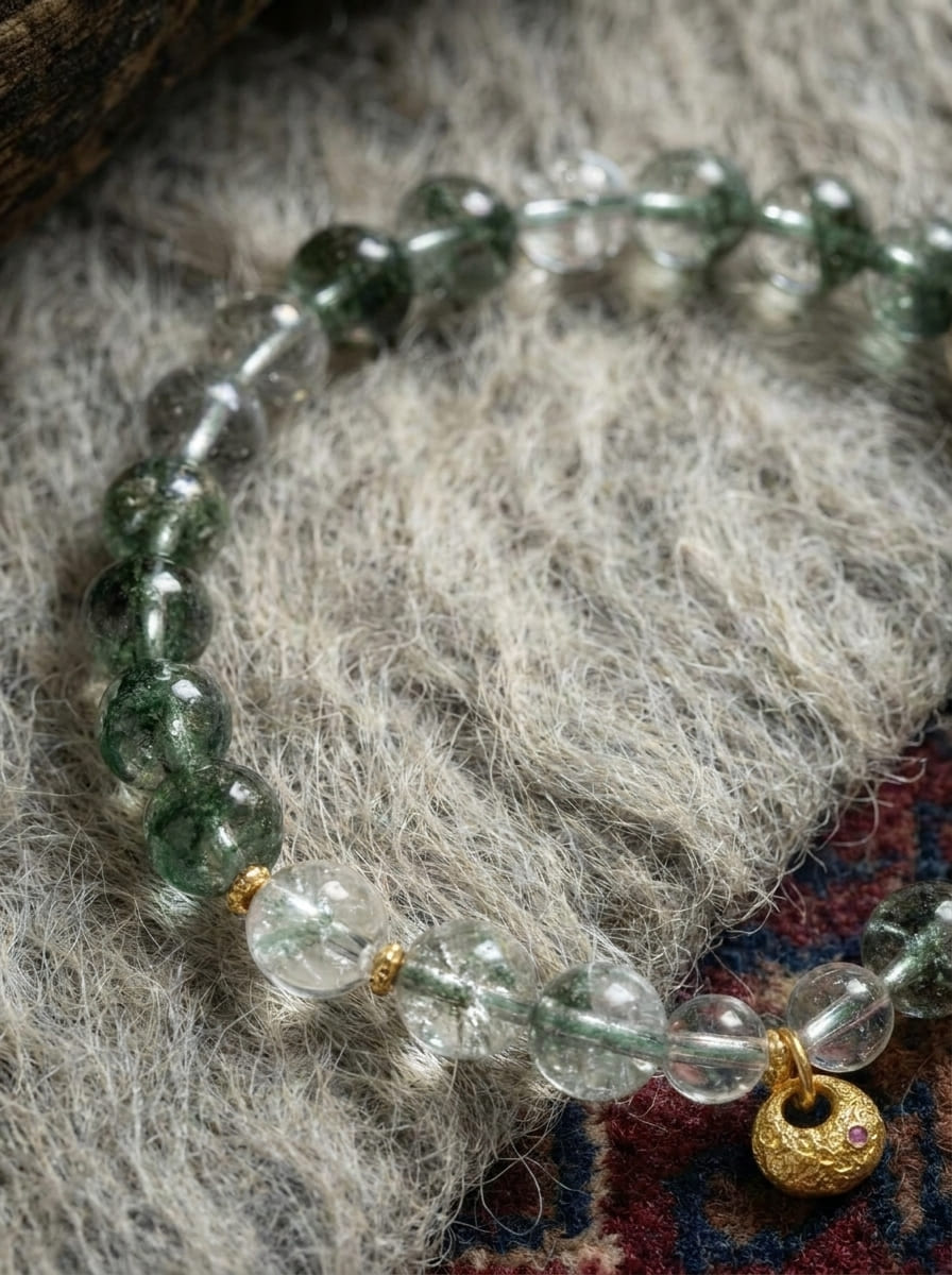 「Wealth Attraction」Tiger's Eye Natural Green Phantom Multi-Gem Bracelet