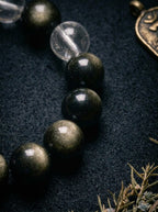 「Yao Bai」 (Shining White) Obsidian & White Crystal Bracelet