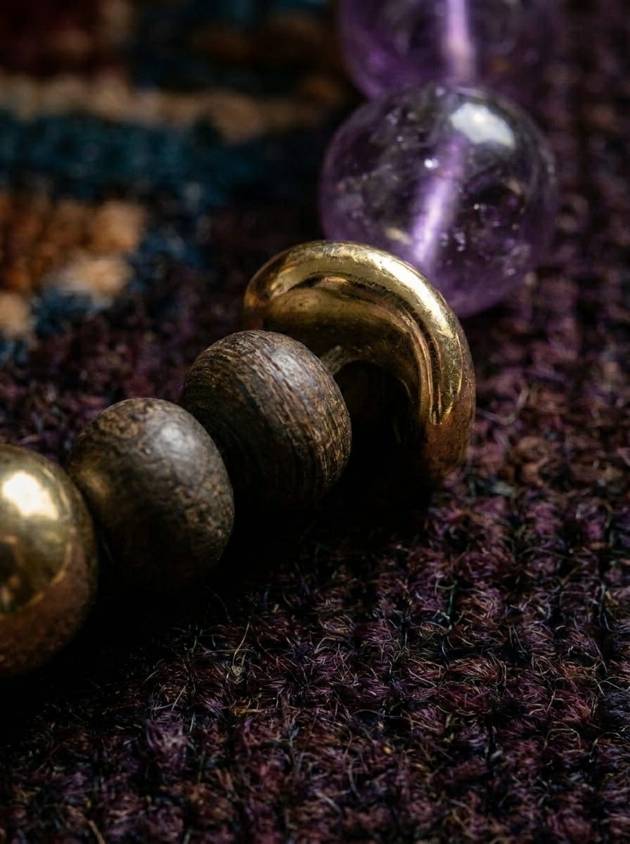 「Dark Night Telepathy」 Amethyst & Agarwood Bracelet