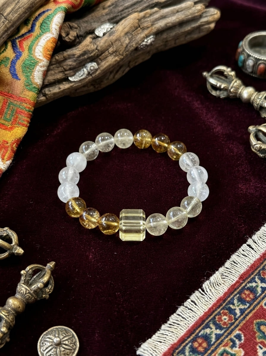 Crystal Fortune Citrine & Clear Crystal Bracelet