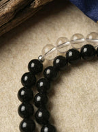 「Void Realm」Aquamarine and Obsidian Multi-Gem Bracelet