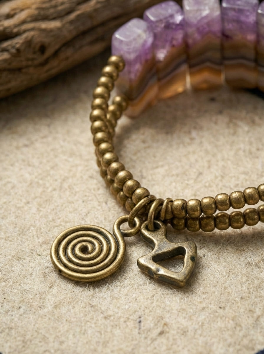 「Holy Mountain」Purple Agate Ethnic Bracelet