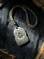 Tibetan Six-Armed Mahakala Hand-Carved Cold Iron Talisman Pendant