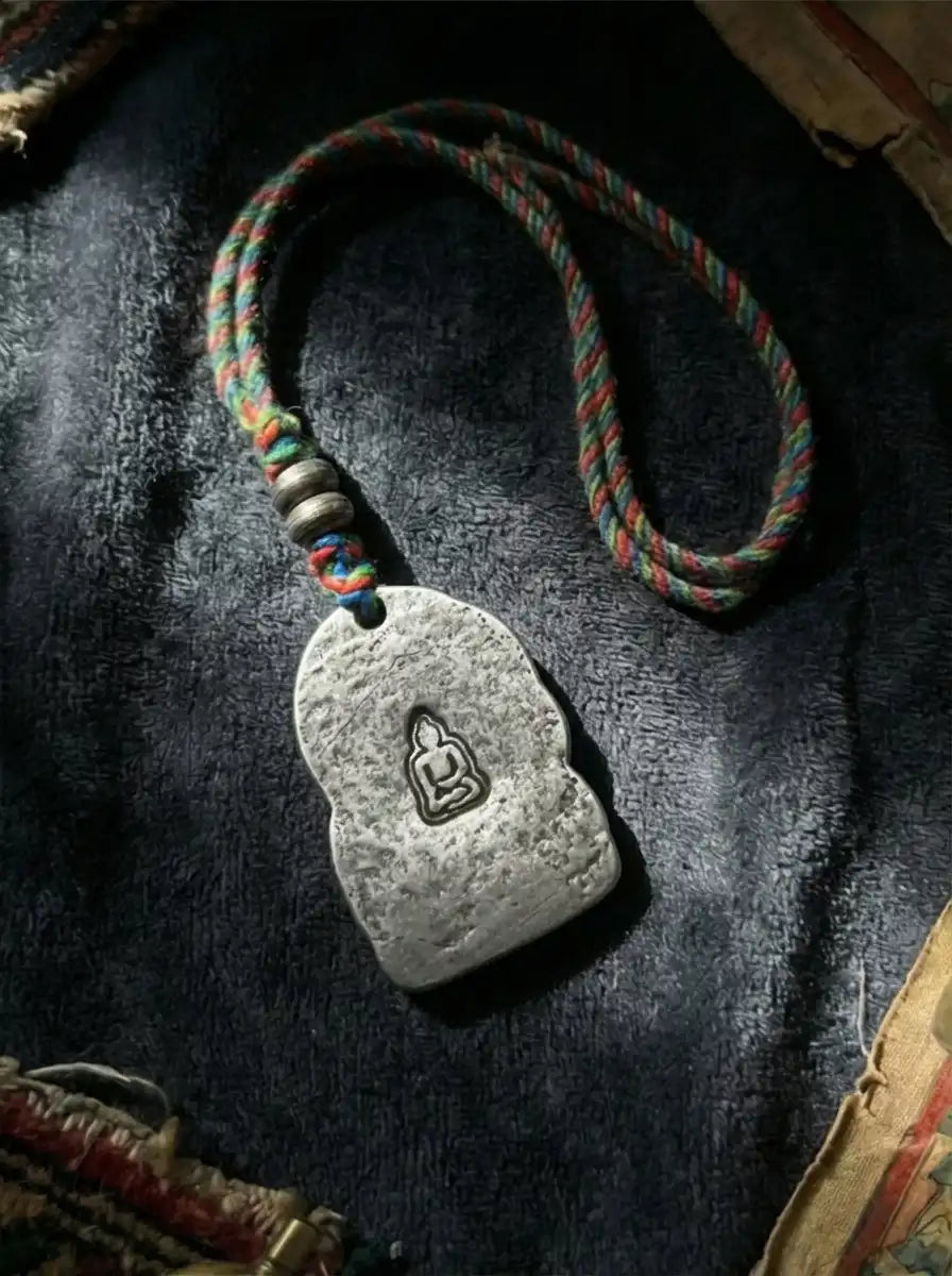 Tibetan Six-Armed Mahakala Hand-Carved Cold Iron Talisman Pendant