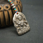 Tibetan Six-Armed Mahakala Hand-Carved Cold Iron Talisman Pendant