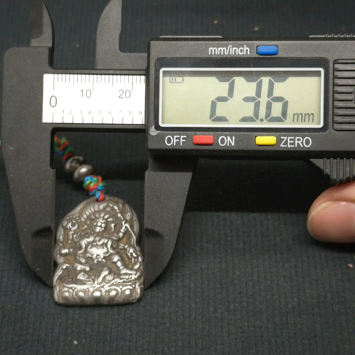 Tibetan Six-Armed Mahakala Hand-Carved Cold Iron Talisman Pendant