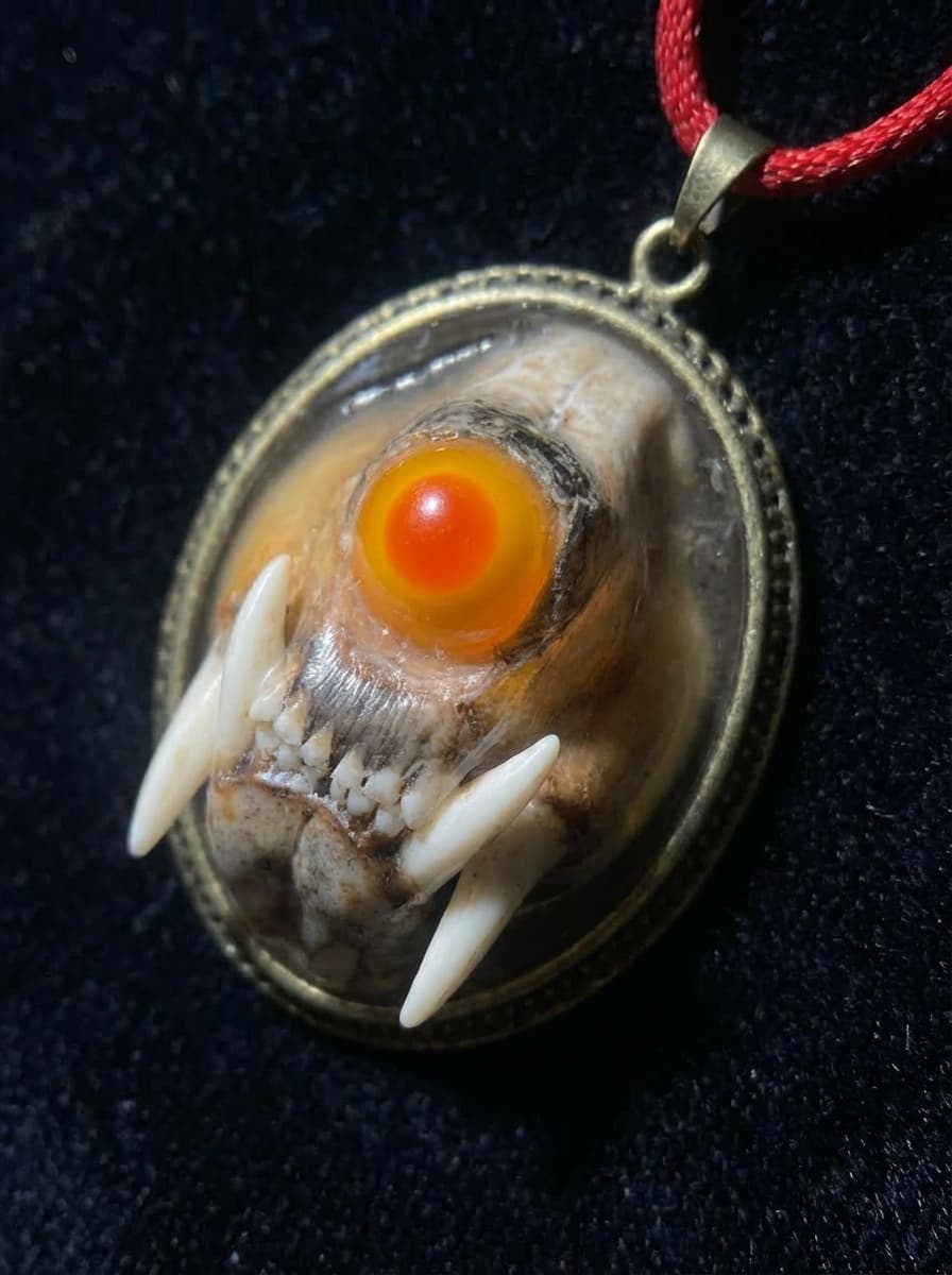民俗暗黑守护水貂头骨恶魔之眼挂饰小众文玩项链