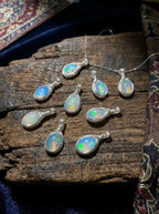 Niche Healing Clavicle Necklace | Colorful Sugar Bean Series White Opal Hand-Wound Sterling Silver Pendant Necklace