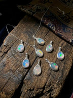 Niche Healing Clavicle Necklace | Colorful Sugar Bean Series White Opal Hand-Wound Sterling Silver Pendant Necklace