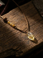 Original Design Citrine Braided Rope Necklace | Long Maillard Retro Sweater Chain