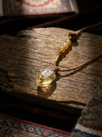 Original Design Citrine Braided Rope Necklace | Long Maillard Retro Sweater Chain