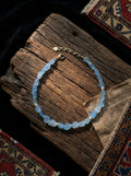 Trendy Niche Clavicle Necklace | Natural Large-Grain Aquamarine Beaded Necklace