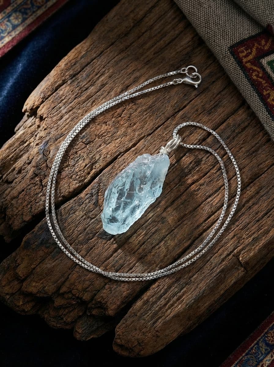 Original Irregular Aquamarine Clavicle Necklace | S925 Sterling Silver Niche High-End Unisex Necklace