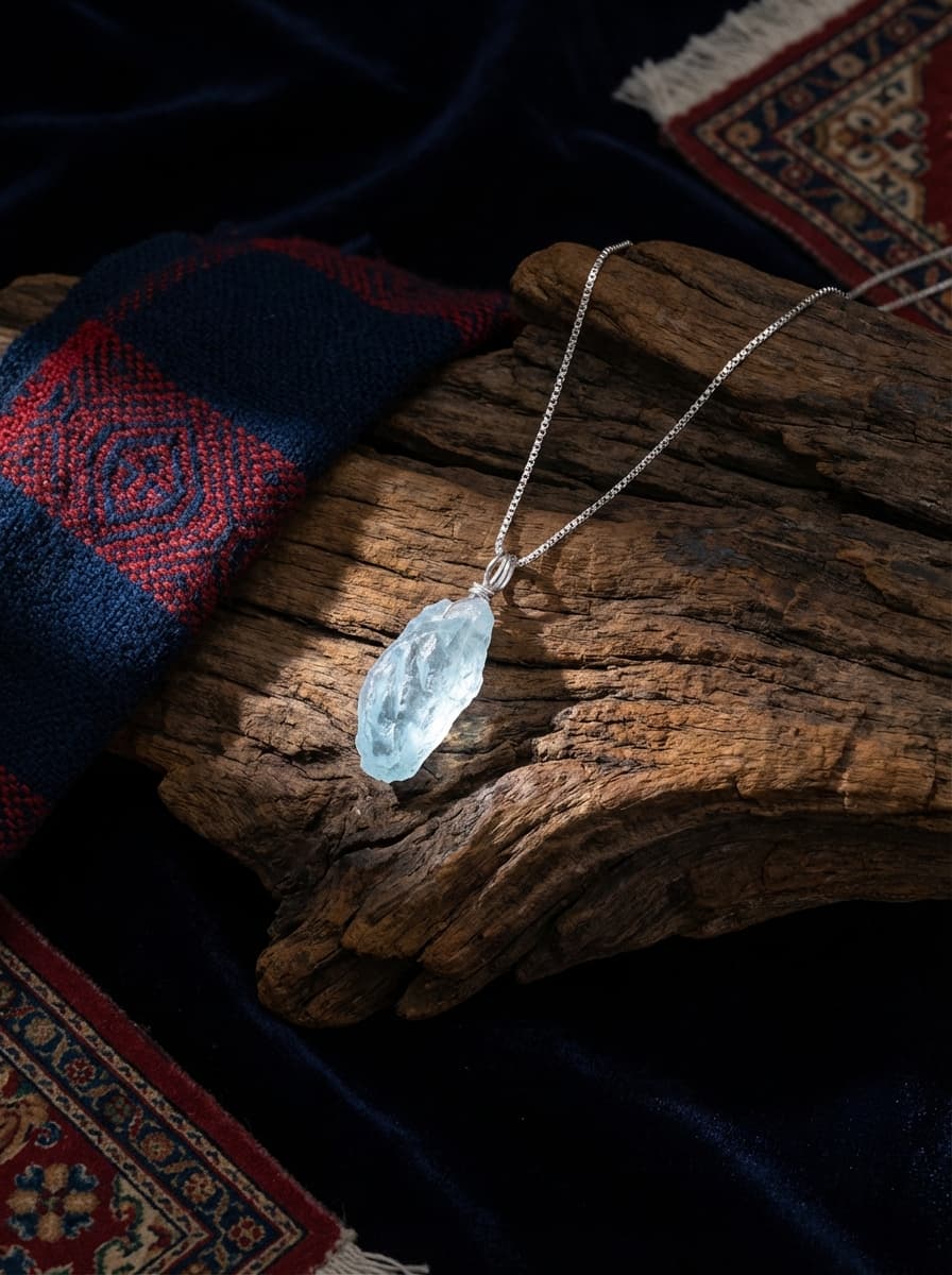 Original Irregular Aquamarine Clavicle Necklace | S925 Sterling Silver Niche High-End Unisex Necklace
