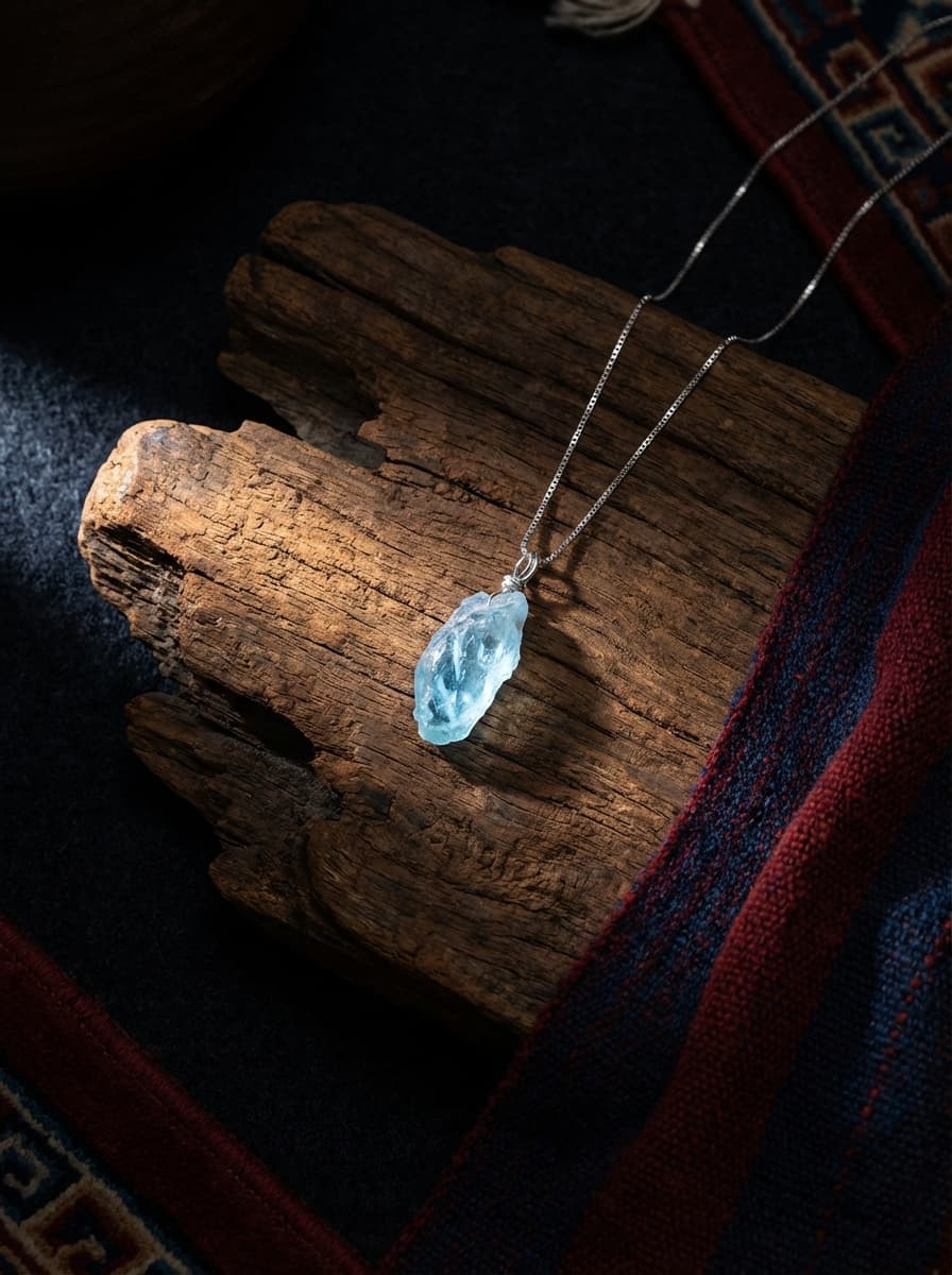 Original Irregular Aquamarine Clavicle Necklace | S925 Sterling Silver Niche High-End Unisex Necklace