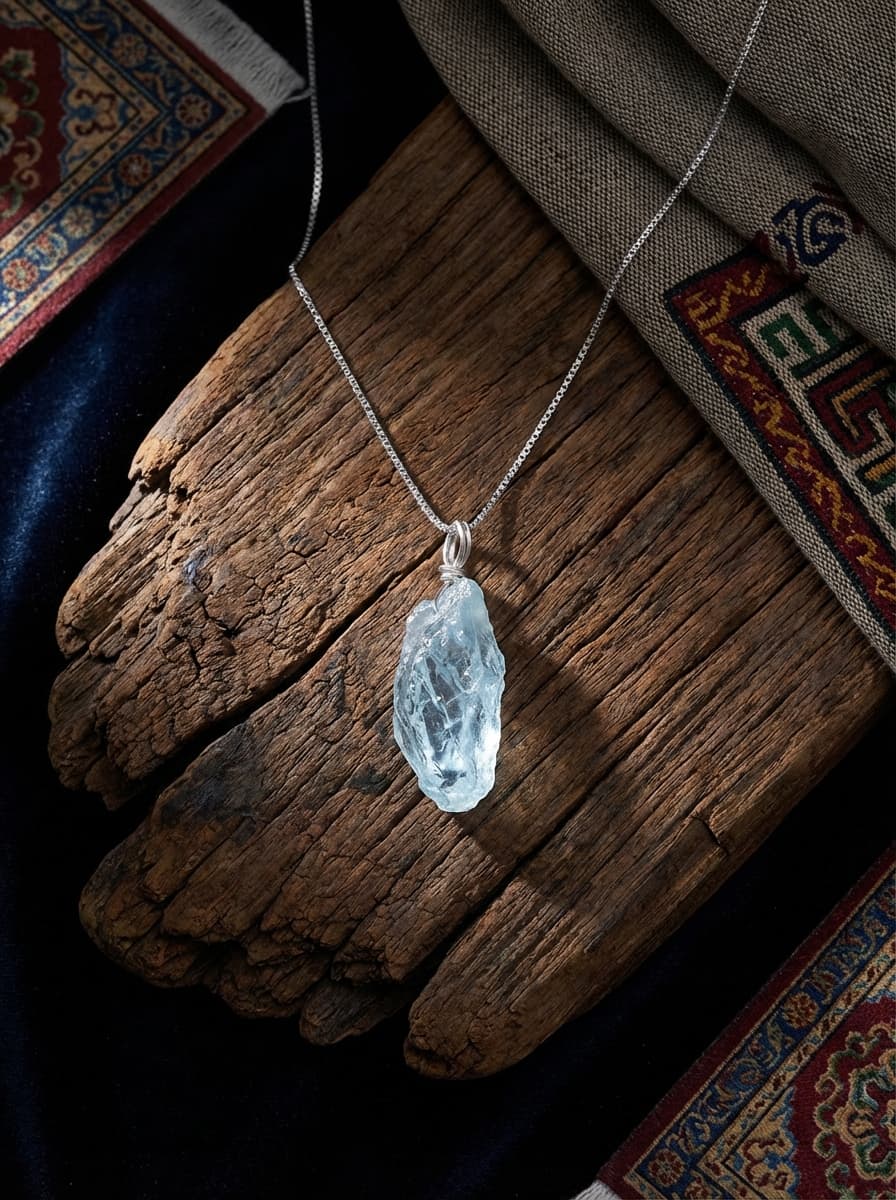 Original Irregular Aquamarine Clavicle Necklace | S925 Sterling Silver Niche High-End Unisex Necklace