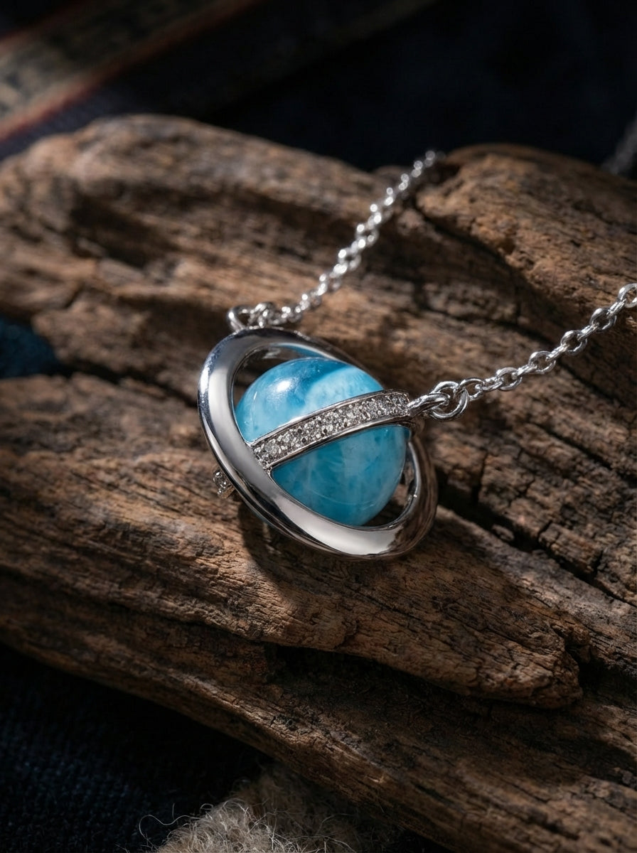 Niche Design Starry Sky Crystal Necklace | Sterling Silver Aquamarine Clavicle Necklace for Women