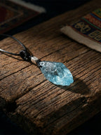 High-End Irregular Aquamarine Raw Stone Pendant | Blue Crystal Necklace Niche Design Choker