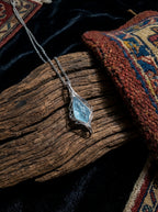 Hand-Wound Natural Aquamarine Raw Stone Pendant | Free-Form Crystal Ore Clavicle Necklace