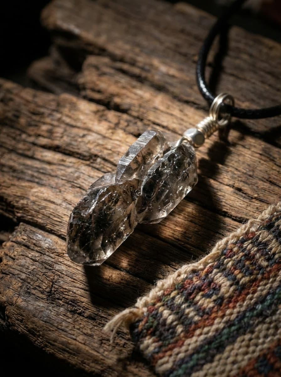 Natural Sparkling Crystal Raw Stone Pendant Necklace | Black Sparkling Crystal Pendant Unisex Wealth-Attracting Chain Sweater Necklace