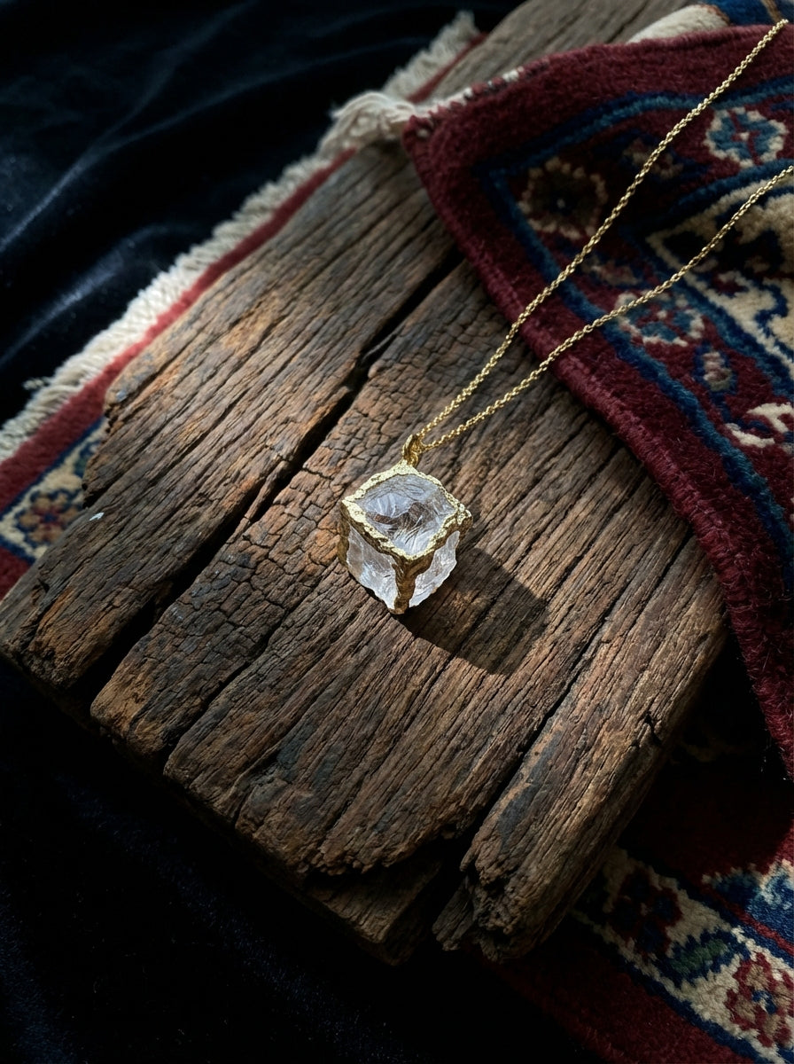 Clear White Crystal Rock Sugar Necklace Original Natural Gemstone