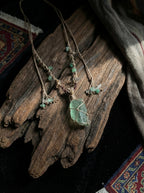 Original Natural Green Crystal Pendant Necklace | High-End Niche Retro Ethnic Style Versatile Hand-Braided Rope