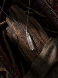 Tapered White Crystal Hexagonal Prism Raw Stone Pendant | Unisex Amorphous Single-Point Trendy Necklace