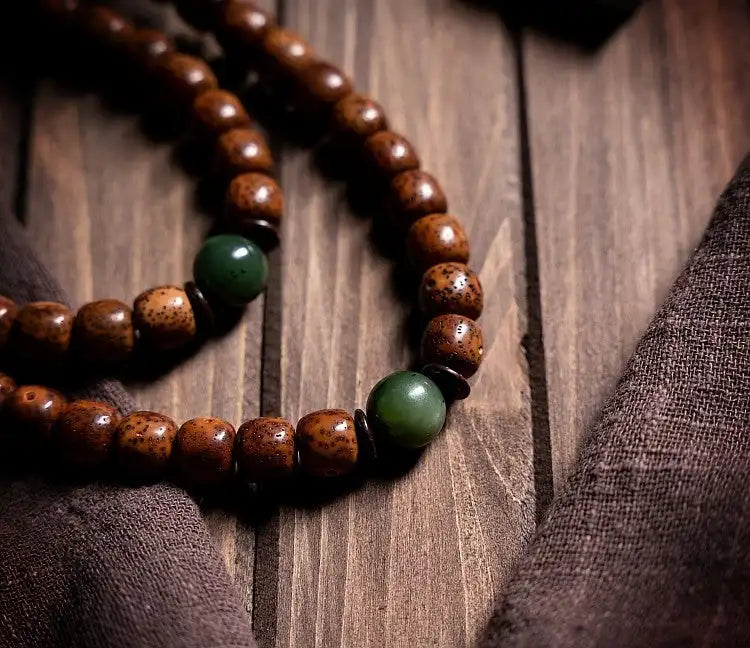 Patinated Moon & Star Bodhi Vintage Tibetan Mala