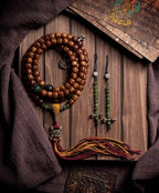 Patinated Moon & Star Bodhi Vintage Tibetan Mala