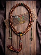 Patinated Moon & Star Bodhi Vintage Tibetan Mala