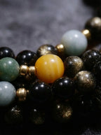 Himalsoul Sunlight Gold Sheen Obsidian Bagua Mala