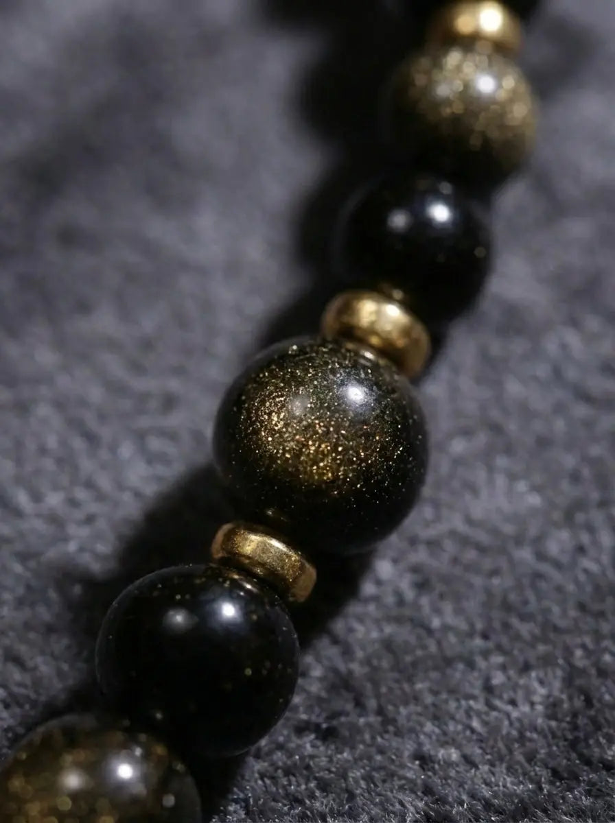 Himalsoul Sunlight Gold Sheen Obsidian Bagua Mala