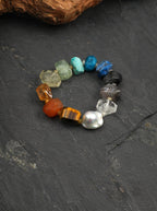 Spiritual Amber Zen Heart · Lapis Lazuli & Crystal Multi-Gem Bracelet