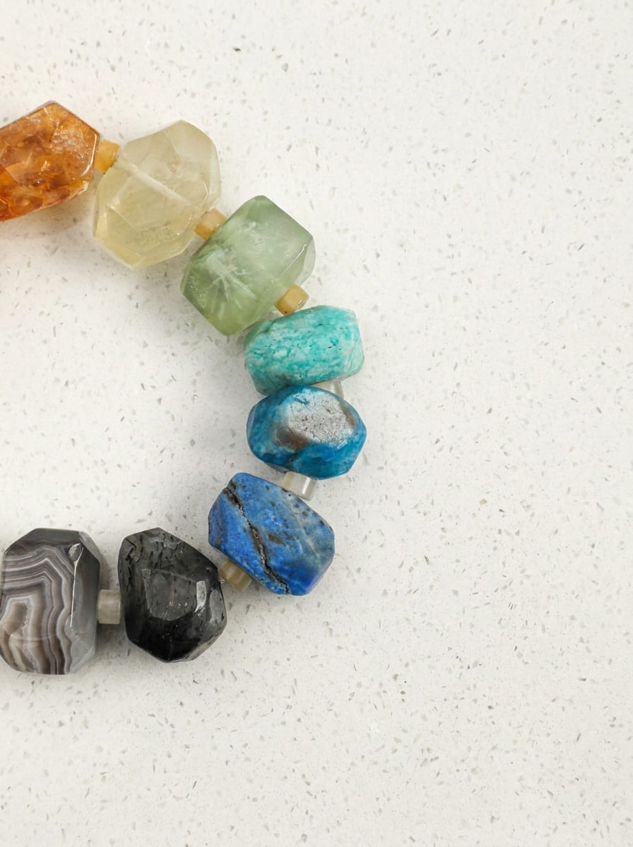 Spiritual Amber Zen Heart · Lapis Lazuli & Crystal Multi-Gem Bracelet