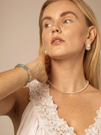 Snow Amber Blue Charm · Pearl & Gemstone Bracelet