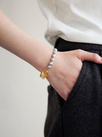 Mist Warmth Heart's Return · Grey Pearl & Citrine Bracelet