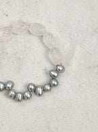 Moon Zen Heart · Grey Pearl & Clear Crystal Bracelet