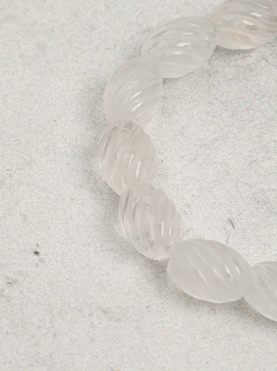 Moon Zen Heart · Grey Pearl & Clear Crystal Bracelet