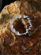 Moon Zen Heart · Grey Pearl & Clear Crystal Bracelet