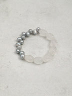 Moon Zen Heart · Grey Pearl & Clear Crystal Bracelet