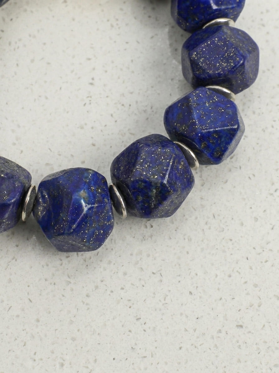 Moonlit Lapis Serenity · Lapis Lazuli & Freshwater Pearl Bracelet